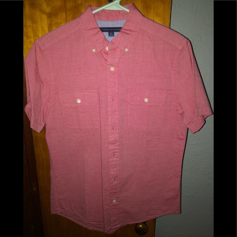 Coral Tommy Hilfiger button up short sleeve